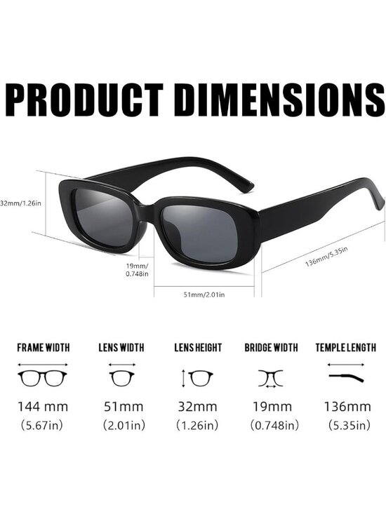 20 Pack Retro 90s Rectangle Sunglasses for Adults - UV400 Small Sun Glasses main image 6